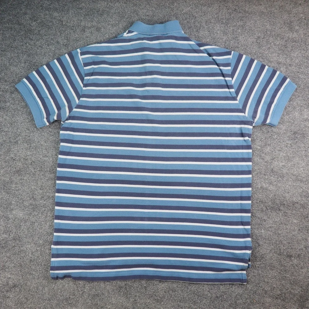 Polo Ralph Lauren Polo Shirt Mens Large Blue Striped Pocket Preppy Classic 3368